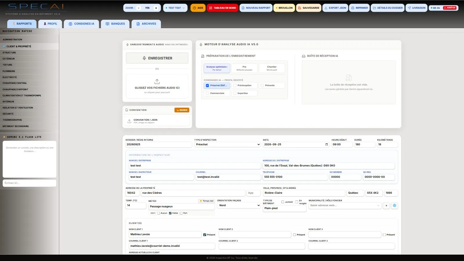 Capture de la vraie application SpecAI : Analyse audio