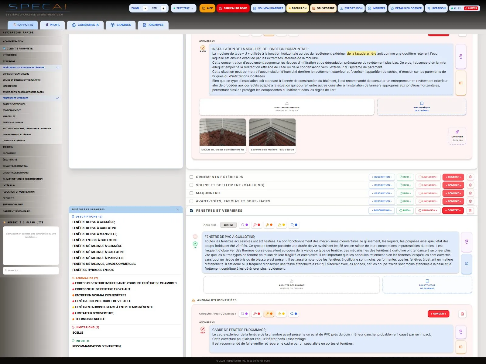 Capture de la vraie application SpecAI : Crochets de vérification