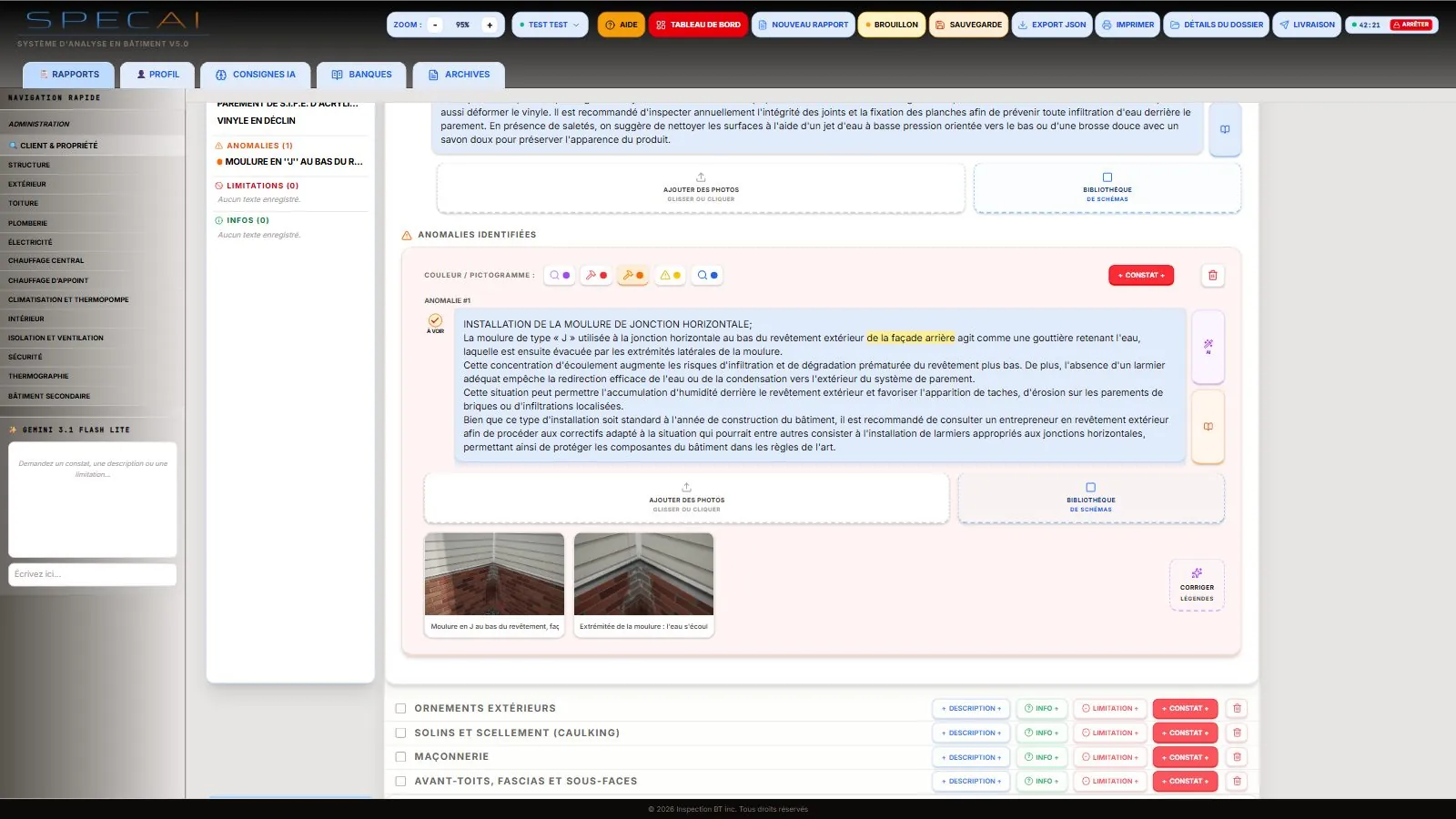 Capture de la vraie application SpecAI : Plusieurs photos d’un coup